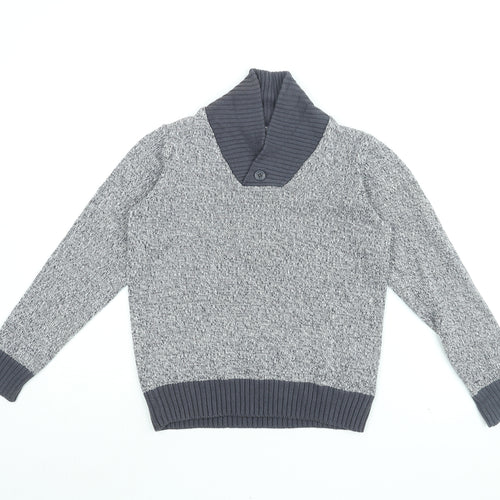 Pepperts Boys Grey V-Neck Cotton Pullover Jumper Size 8-9 Years Pullover