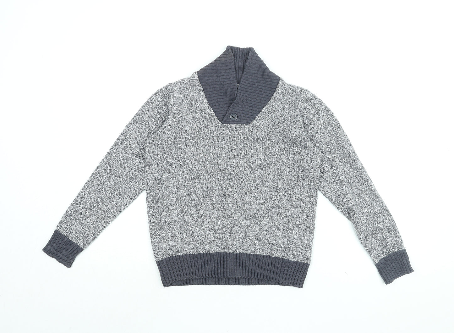 Pepperts Boys Grey V-Neck Cotton Pullover Jumper Size 8-9 Years Pullover