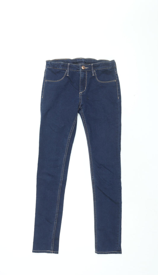 &Denim Girls Blue Cotton Skinny Jeans Size 9-10 Years L26 in Regular Zip