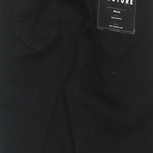 Aces Couture Womens Black Floral Cotton Skinny Jeans Size 6 L28 in Regular Zip