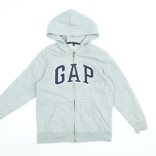 Gap Boys Grey Cotton Full Zip Hoodie Size 10-11 Years Zip