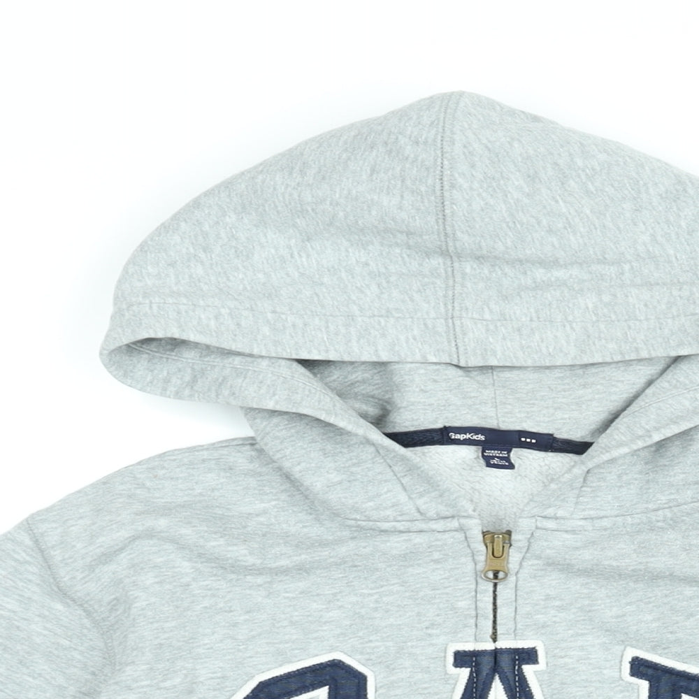 Gap Boys Grey Cotton Full Zip Hoodie Size 10-11 Years Zip