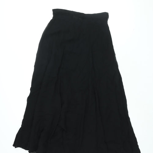 Oasis Womens Black Viscose Swing Skirt Size 10 Zip