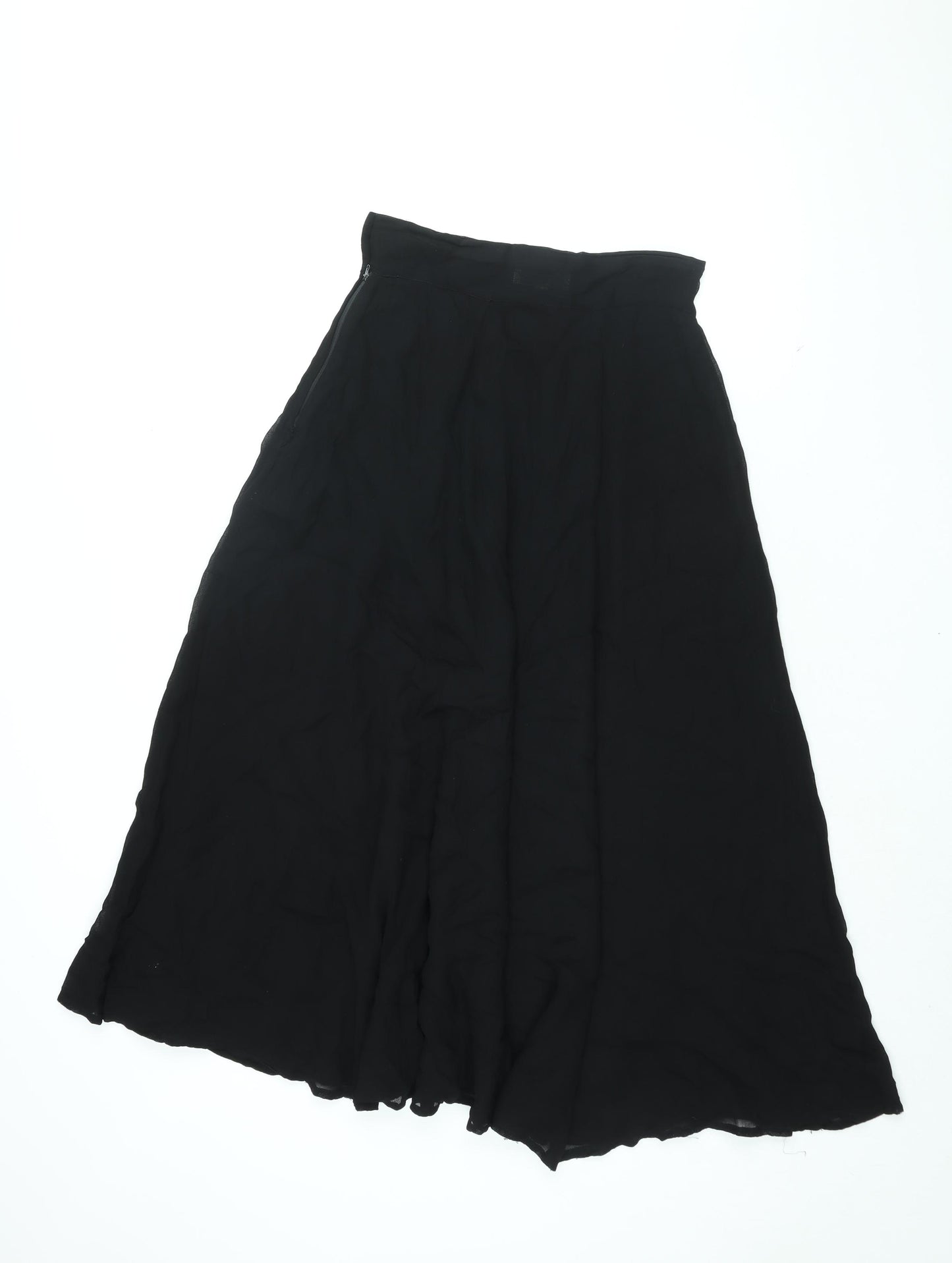 Oasis Womens Black Viscose Swing Skirt Size 10 Zip