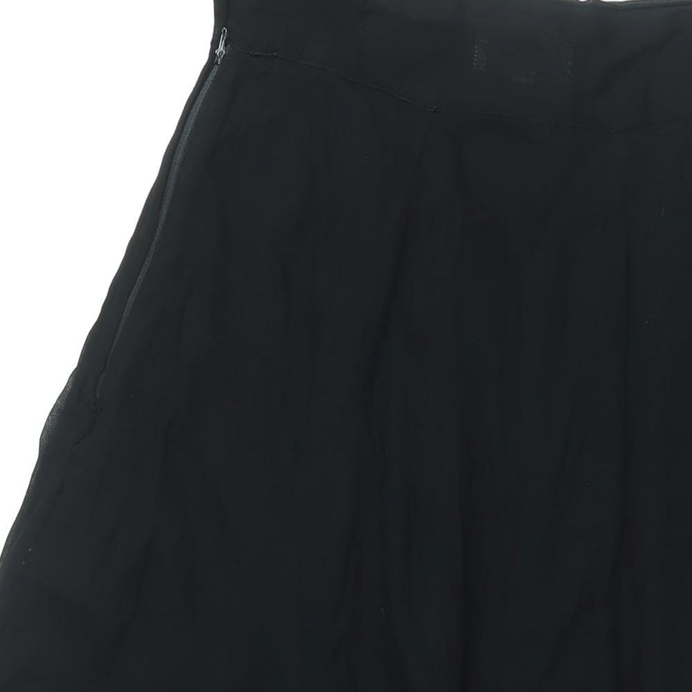 Oasis Womens Black Viscose Swing Skirt Size 10 Zip