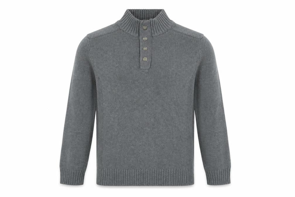Front view of Next men’s grey high neck cotton jumper, size S, long sleeve