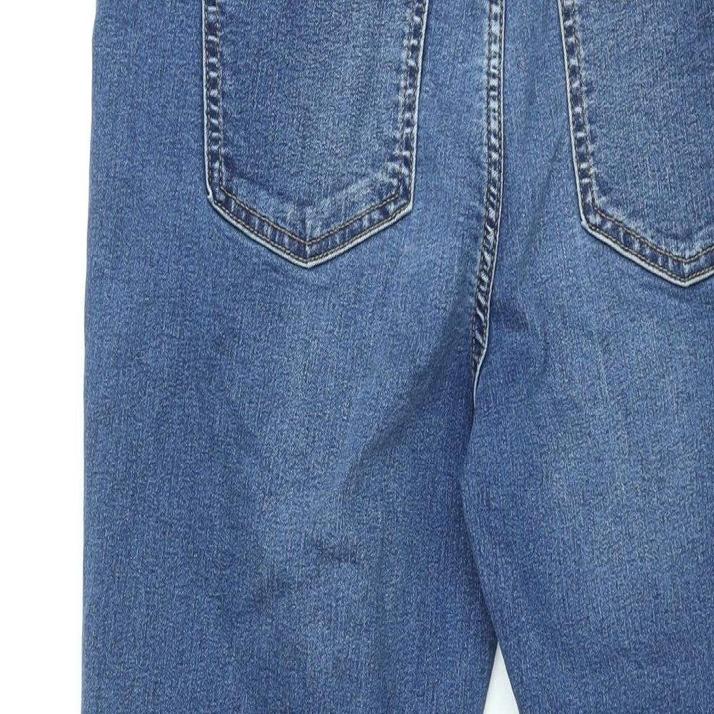 Marks and Spencer Womens Blue Cotton Bootcut Jeans Size 14 L30.5 in Regular Zip