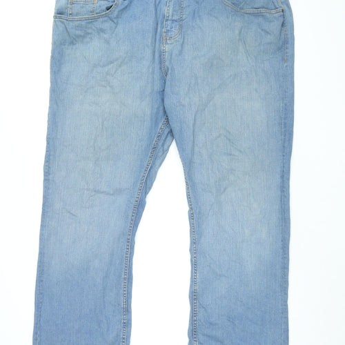 Denim & Co. Womens Blue Cotton Straight Jeans Size 42 in L32 in Regular Zip