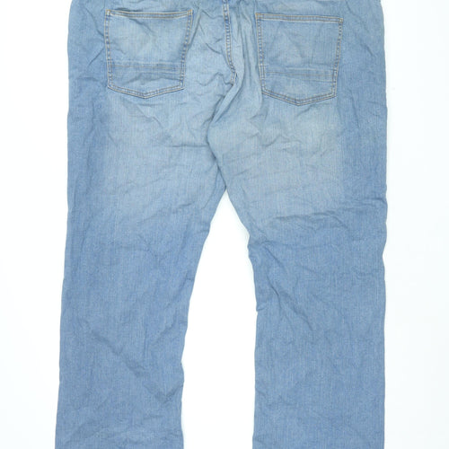 Denim & Co. Womens Blue Cotton Straight Jeans Size 42 in L32 in Regular Zip