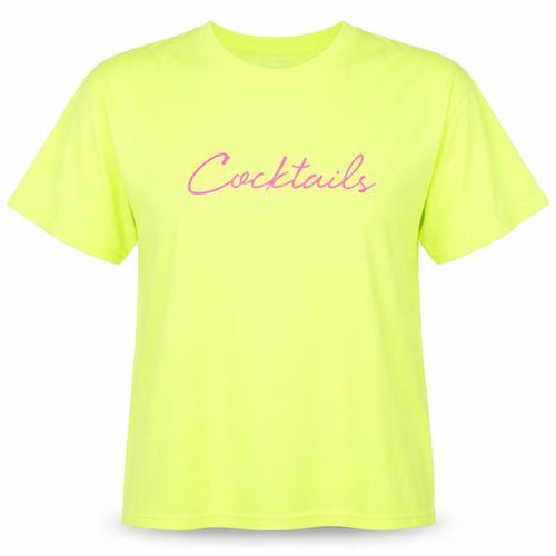 Love Womens Yellow Cotton Basic T-Shirt Size L Round Neck - Cocktails