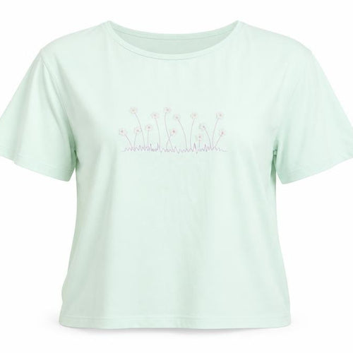 Holmewood Womens Blue Floral Cotton Basic T-Shirt Size 14 Round Neck