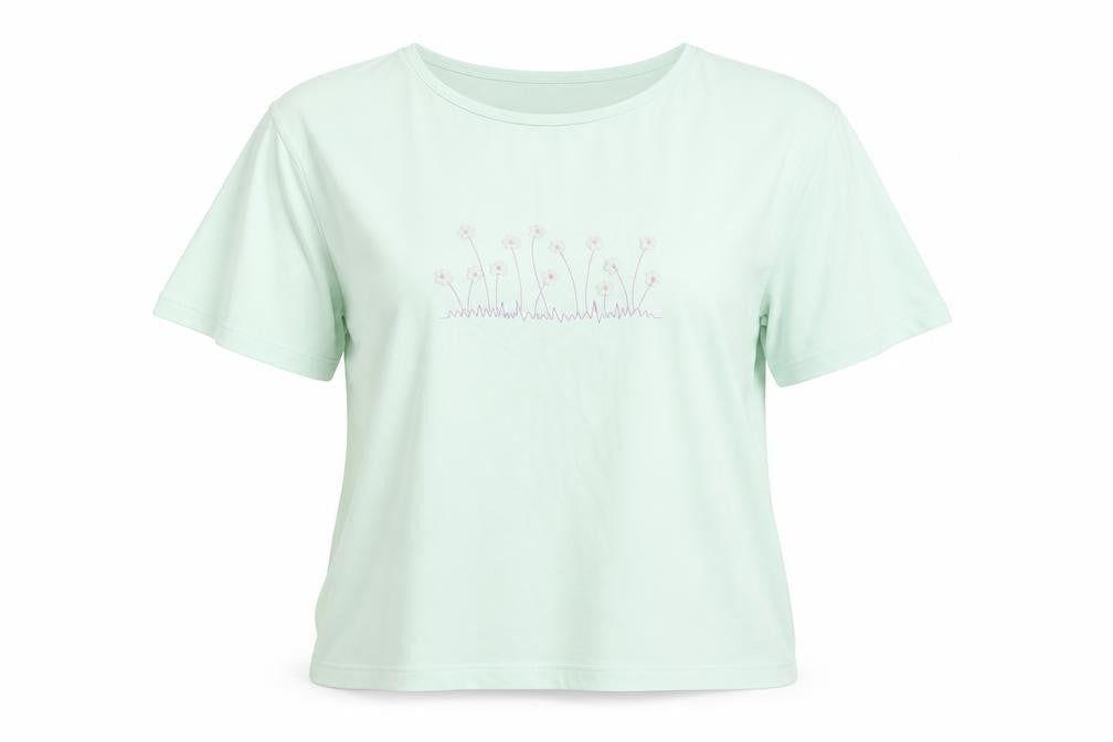 Holmewood Womens Blue Floral Cotton Basic T-Shirt Size 14 Round Neck