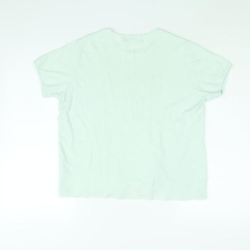 Holmewood Womens Blue Floral Cotton Basic T-Shirt Size 14 Round Neck