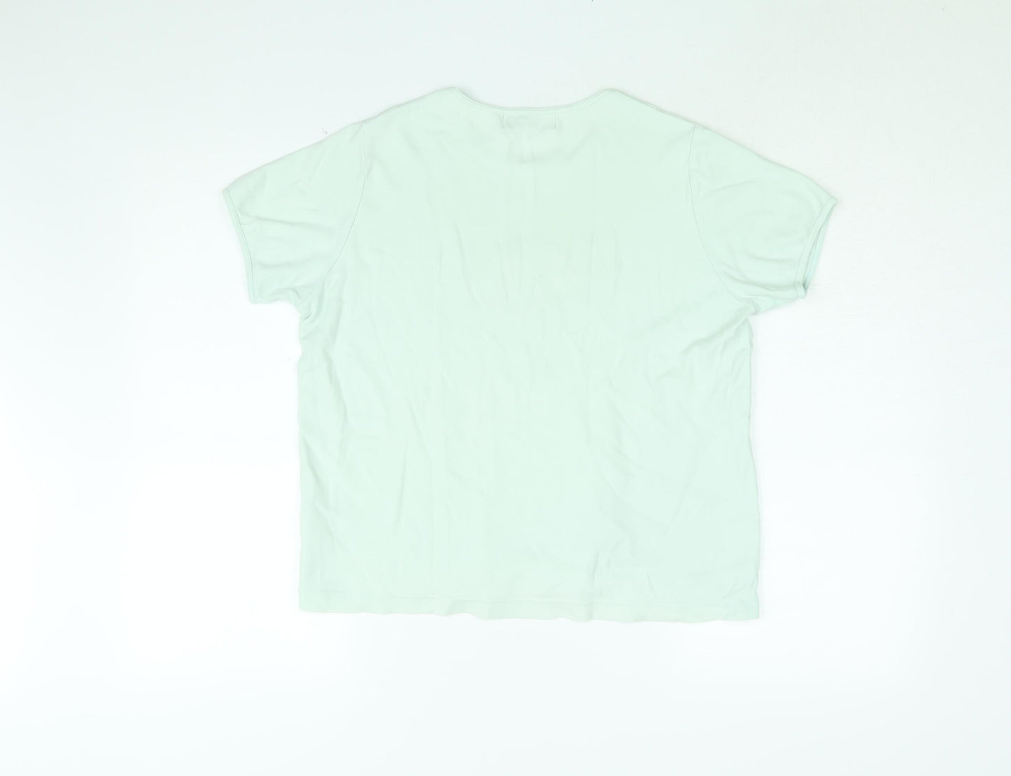 Holmewood Womens Blue Floral Cotton Basic T-Shirt Size 14 Round Neck