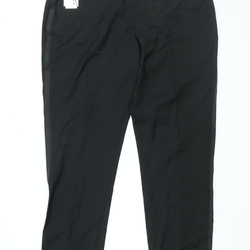 Jaeger Mens Black Wool Dress Pants Trousers Size 42 in L34 in Regular Zip
