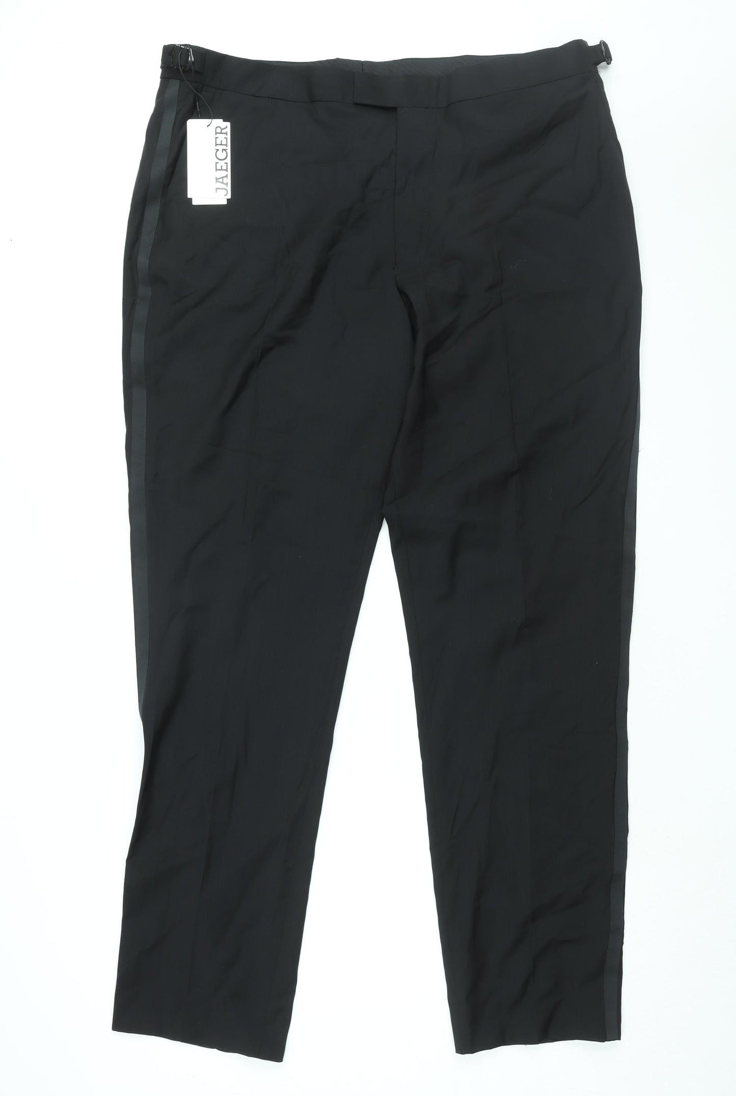 Jaeger Mens Black Wool Dress Pants Trousers Size 42 in L34 in Regular Zip