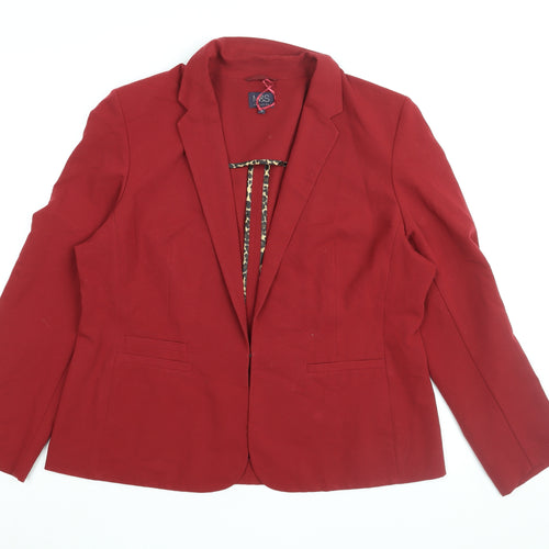 Marks and Spencer Womens Red Jacket Blazer Size 18 Hook & Eye