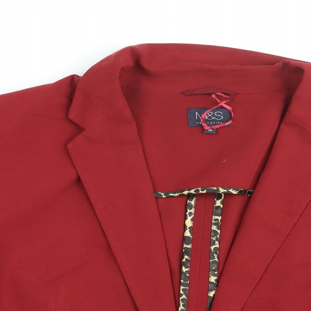 Marks and Spencer Womens Red Jacket Blazer Size 18 Hook & Eye