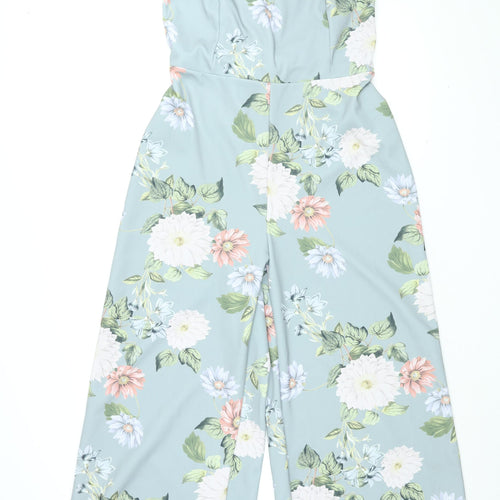 New Look Womens Blue Floral Polyester Jumpsuit One-Piece Size 16 L28 in Zip
