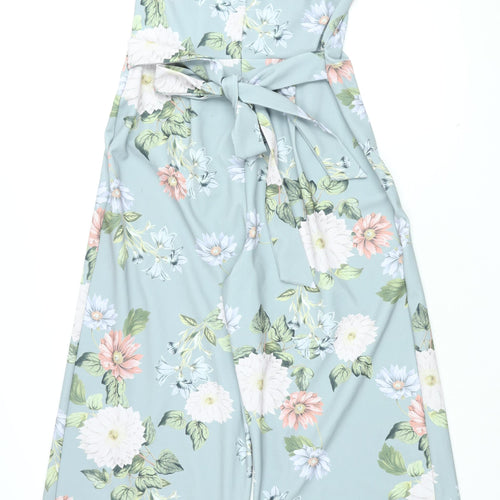 New Look Womens Blue Floral Polyester Jumpsuit One-Piece Size 16 L28 in Zip