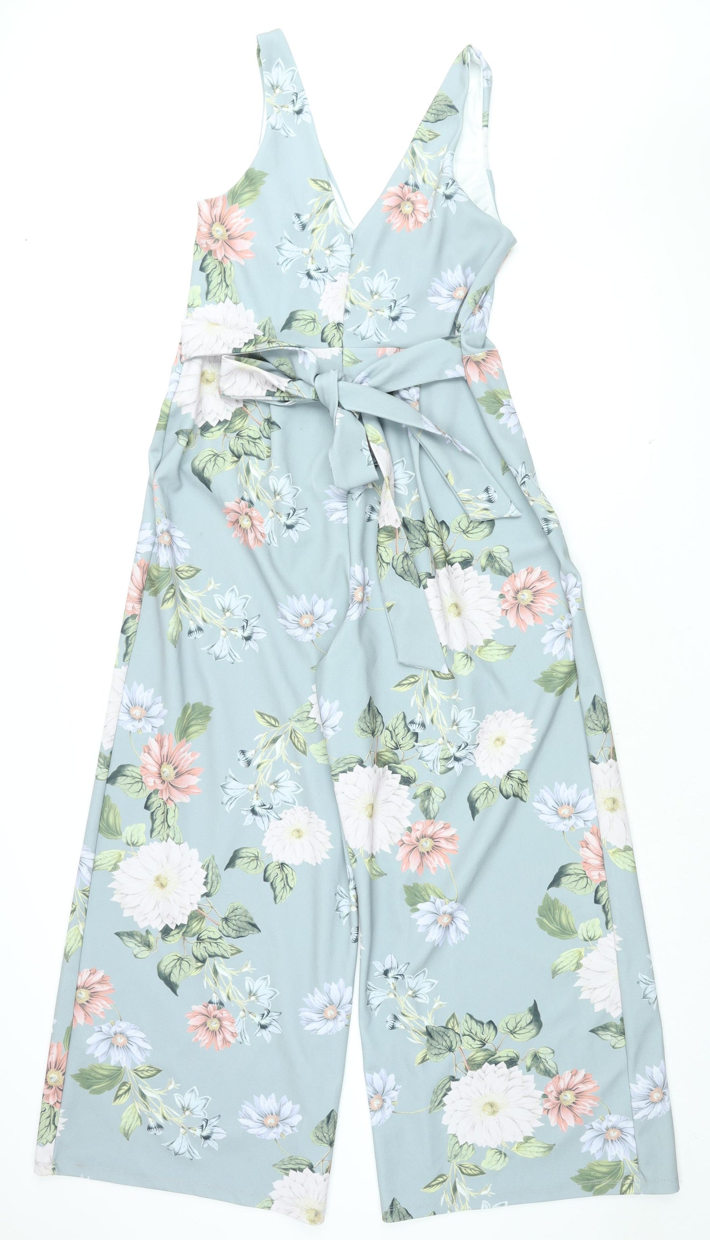 New Look Womens Blue Floral Polyester Jumpsuit One-Piece Size 16 L28 in Zip