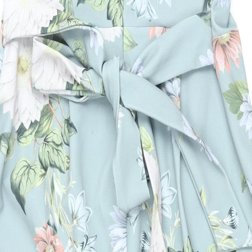 New Look Womens Blue Floral Polyester Jumpsuit One-Piece Size 16 L28 in Zip