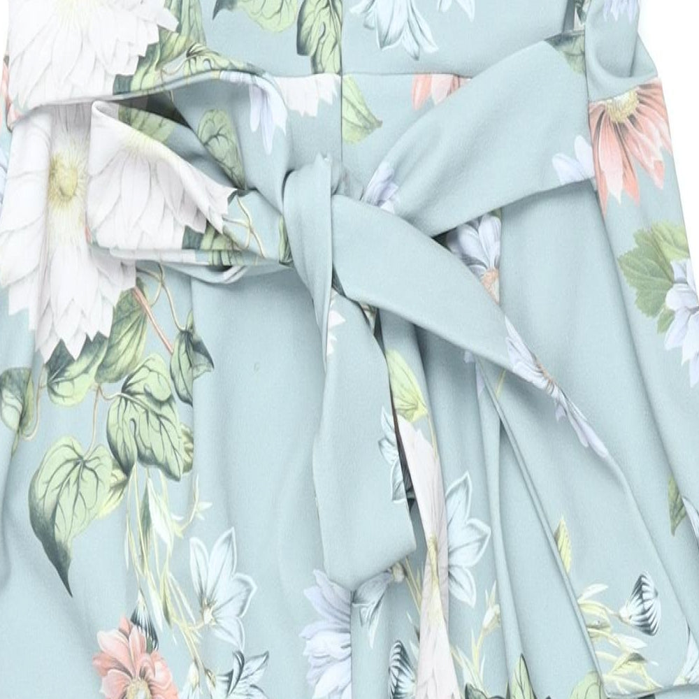 New Look Womens Blue Floral Polyester Jumpsuit One-Piece Size 16 L28 in Zip