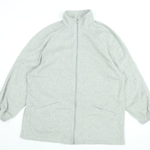 Casual Comfort Womens Grey Polyester Full Zip Sweatshirt Size 18 Zip