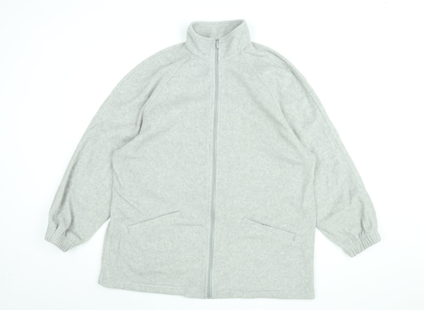 Casual Comfort Womens Grey Polyester Full Zip Sweatshirt Size 18 Zip
