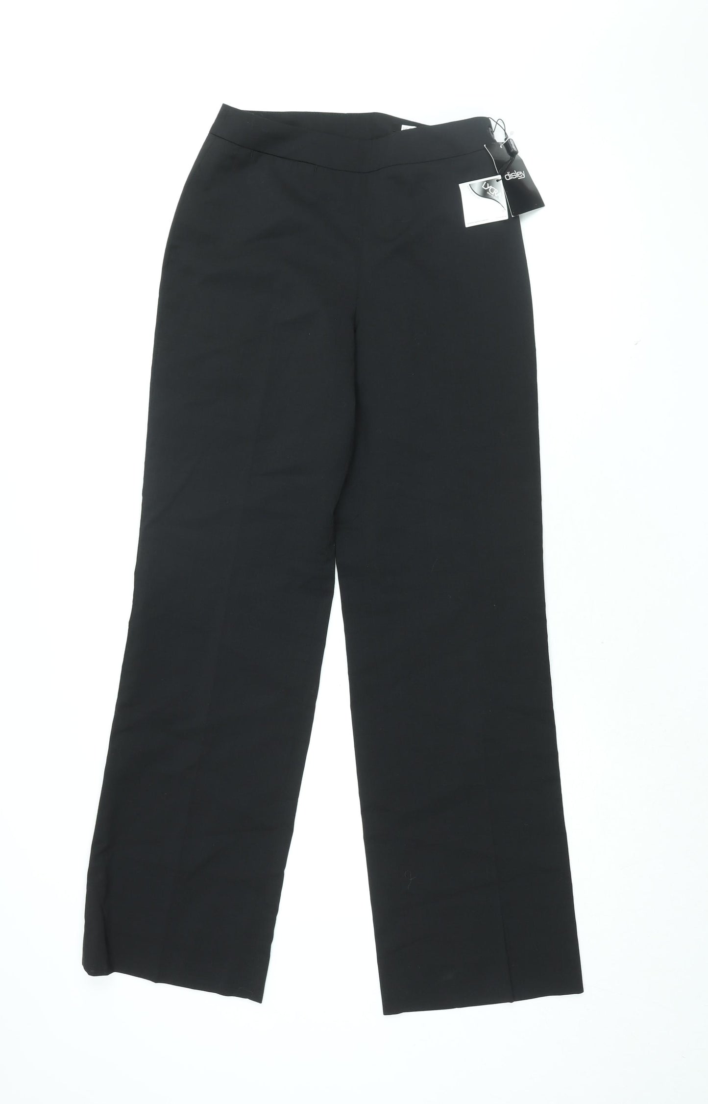 Disley Womens Black Polyester Trousers Size 8 L31 in Regular Zip
