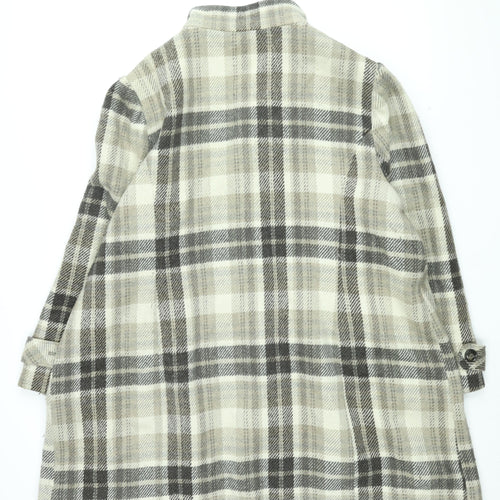 Debenhams Womens Beige Plaid Overcoat Coat Size 22 Button