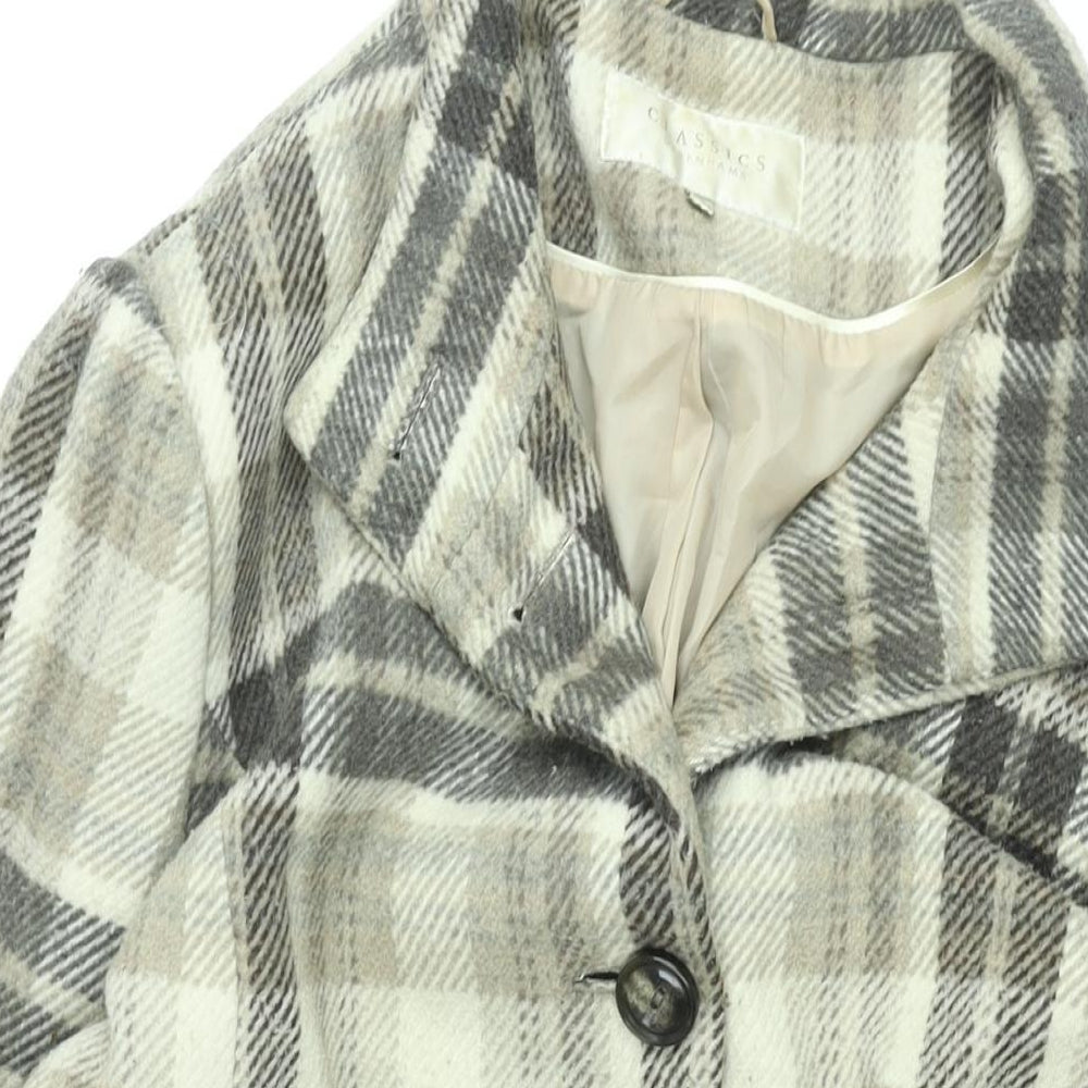 Debenhams Womens Beige Plaid Overcoat Coat Size 22 Button