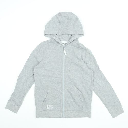 Marks and Spencer Boys Grey Cotton Full Zip Hoodie Size 10-11 Years Zip