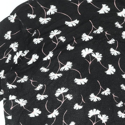 Debenhams Womens Black Round Neck Floral Viscose Pullover Jumper Size 14