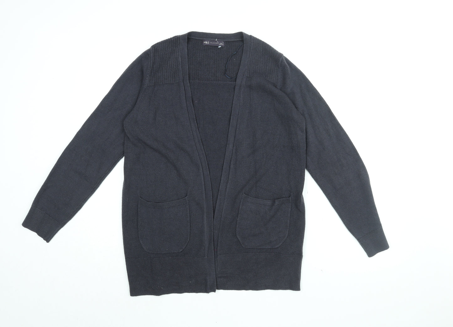 Marks and Spencer Womens Blue V-Neck Acrylic Cardigan Jumper Size M