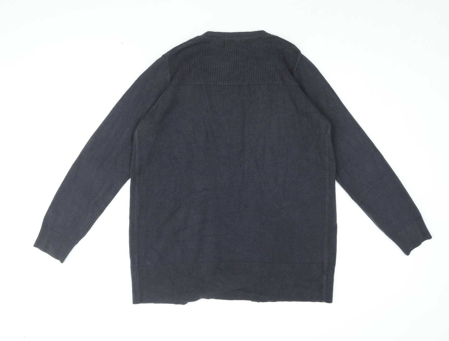 Marks and Spencer Womens Blue V-Neck Acrylic Cardigan Jumper Size M