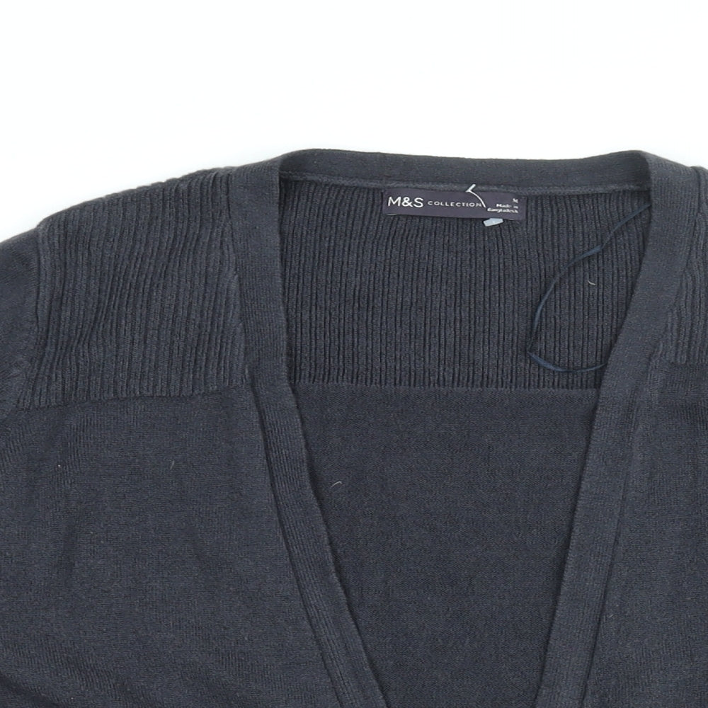Marks and Spencer Womens Blue V-Neck Acrylic Cardigan Jumper Size M