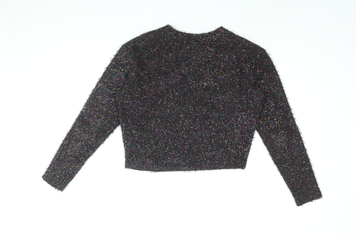 H&M Womens Black Polyester Cropped T-Shirt Size XS Round Neck