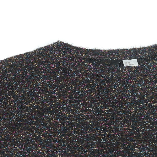H&M Womens Black Polyester Cropped T-Shirt Size XS Round Neck