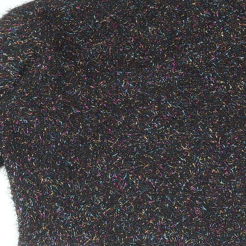 H&M Womens Black Polyester Cropped T-Shirt Size XS Round Neck