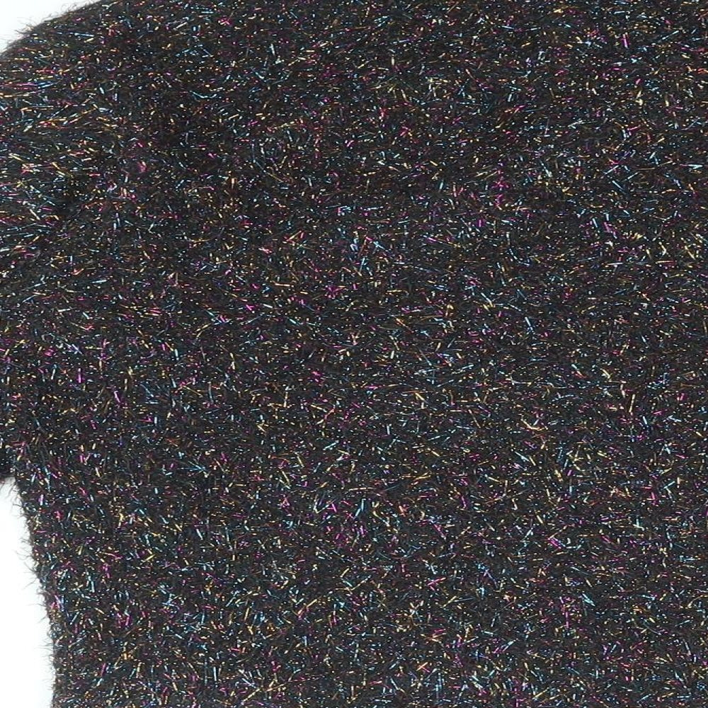 H&M Womens Black Polyester Cropped T-Shirt Size XS Round Neck