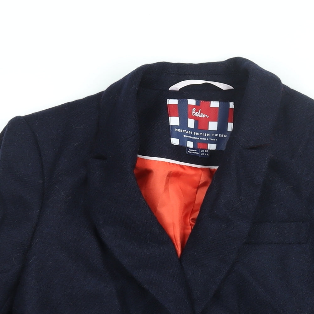 Boden Womens Blue Jacket Blazer Size 8 Button