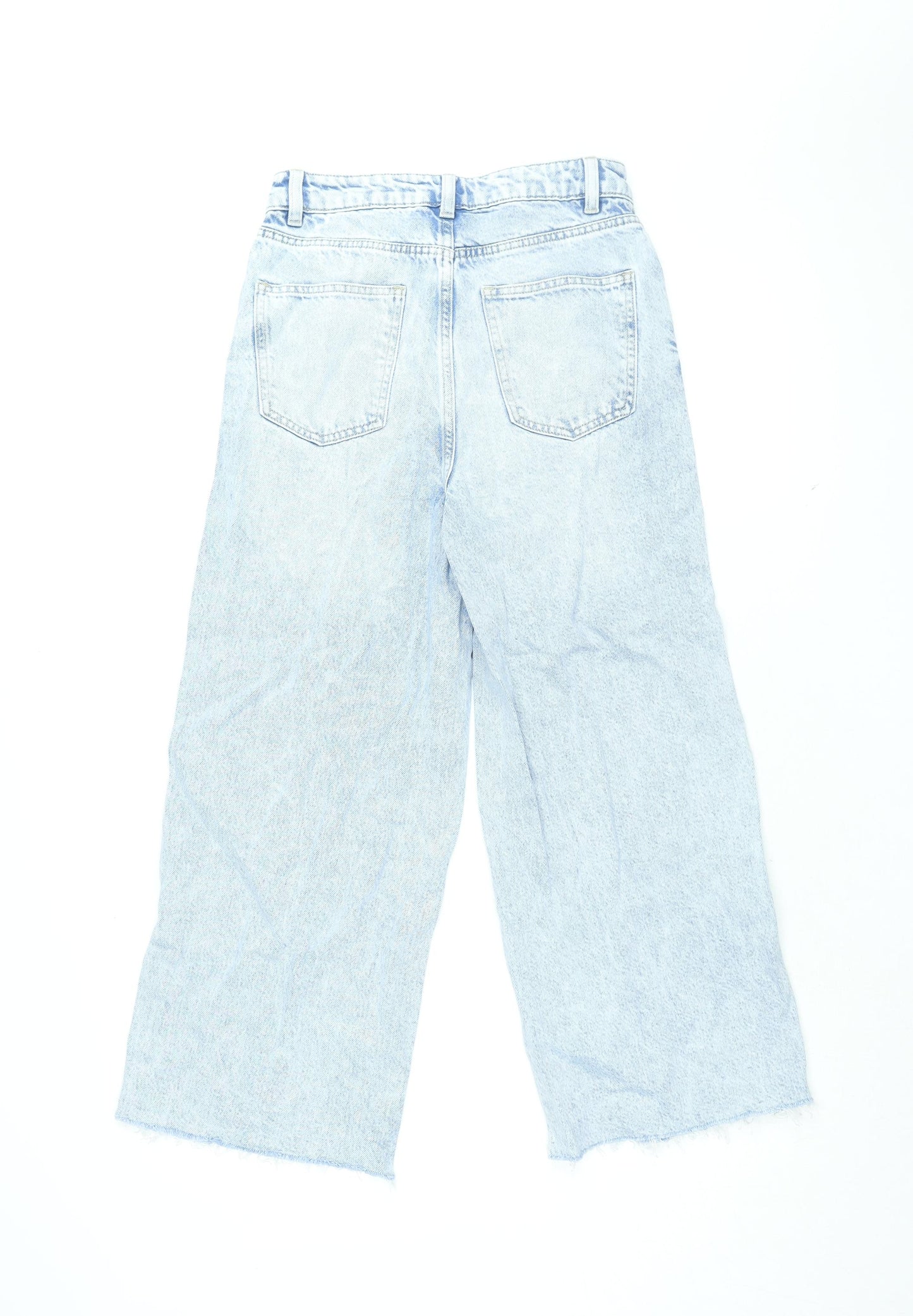 Marks and Spencer Womens Blue Polyester Wide-Leg Jeans Size 8 L24.5 in Regular Zip