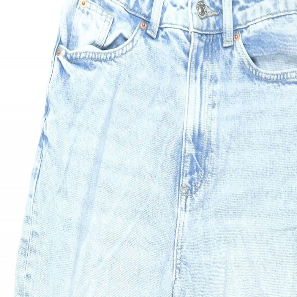 Marks and Spencer Womens Blue Polyester Wide-Leg Jeans Size 8 L24.5 in Regular Zip