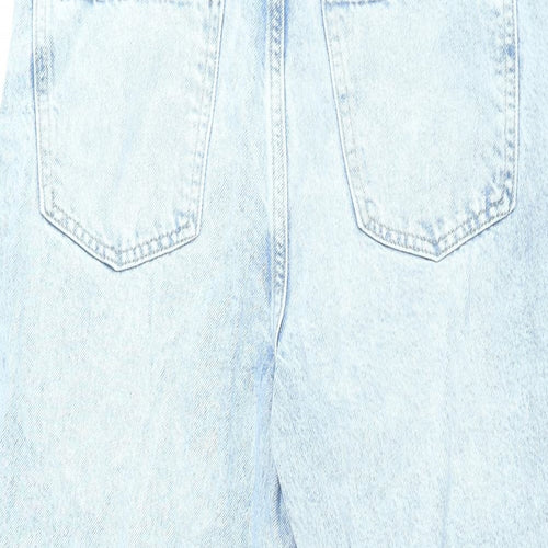 Marks and Spencer Womens Blue Polyester Wide-Leg Jeans Size 8 L24.5 in Regular Zip
