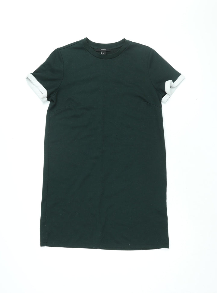 FOREVER 21 Womens Green Polyester Shift Size S Round Neck Pullover