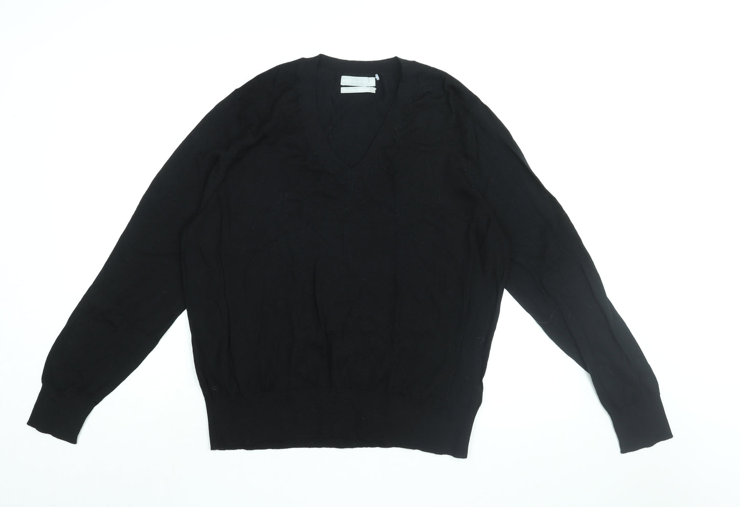 Marks and Spencer Womens Black V-Neck Wool Pullover Jumper Size L