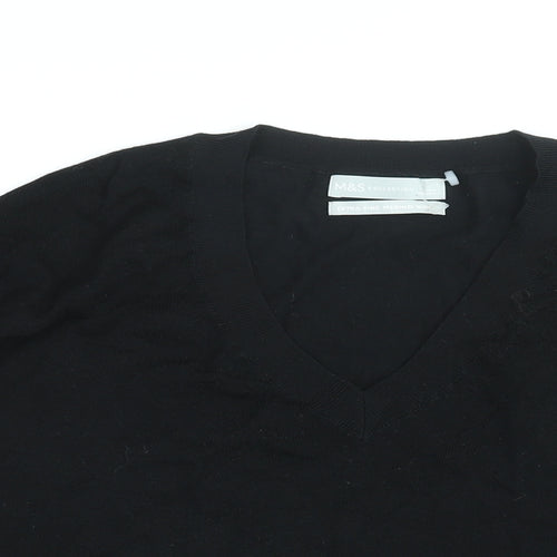 Marks and Spencer Womens Black V-Neck Wool Pullover Jumper Size L