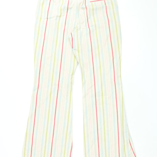 Vackray Womens Ivory Striped Cotton Trousers Size 33 in L31 in Regular Zip