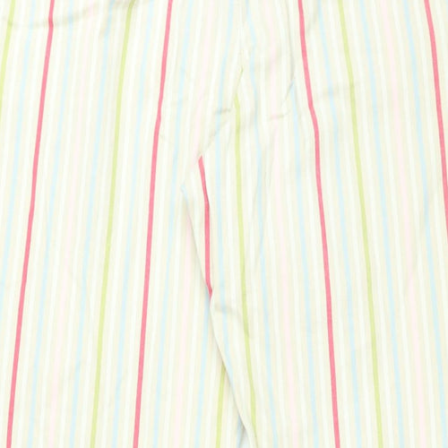 Vackray Womens Ivory Striped Cotton Trousers Size 33 in L31 in Regular Zip